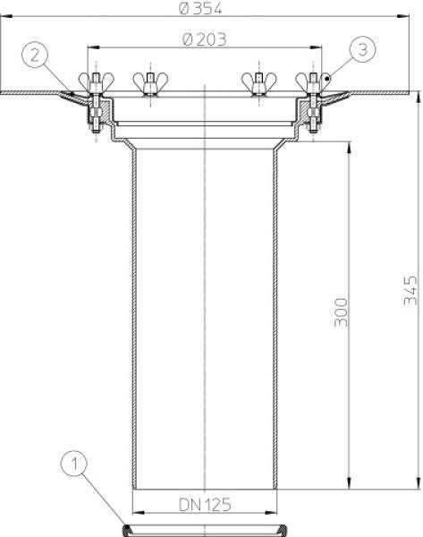 Aufstockelement 300mm / d 125mm mit Klemmelement  HL65